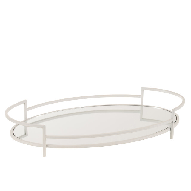 J-Line schotel ovaal met spiegel metaal/glas 49.5x28.5x8.5cm 3000570 large