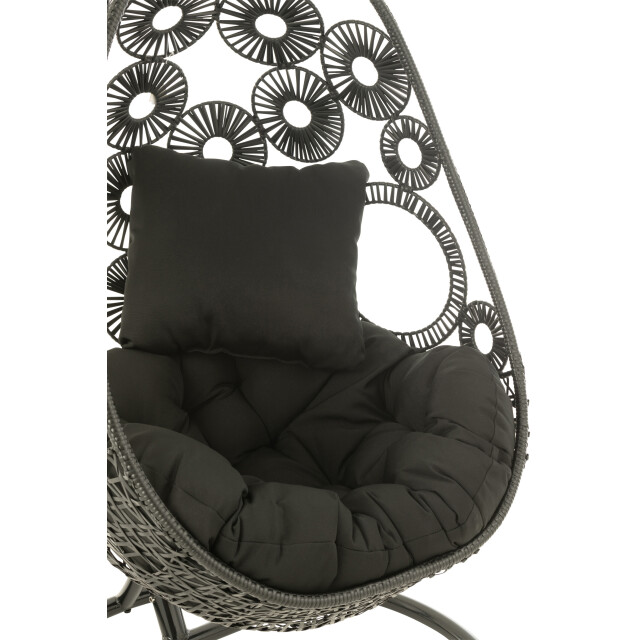 J-Line hangstoel+kussens bula metaal/riet 113x103x197cm 3004110 large