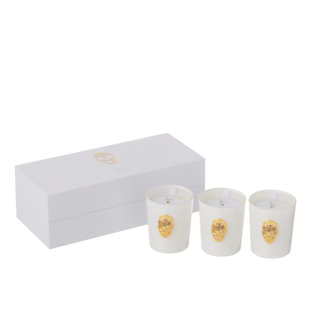 J-Line doos van 3 geurkaarsen doodskop nuit blanche 16uur 21.5x9.5x7cm 3015487 large