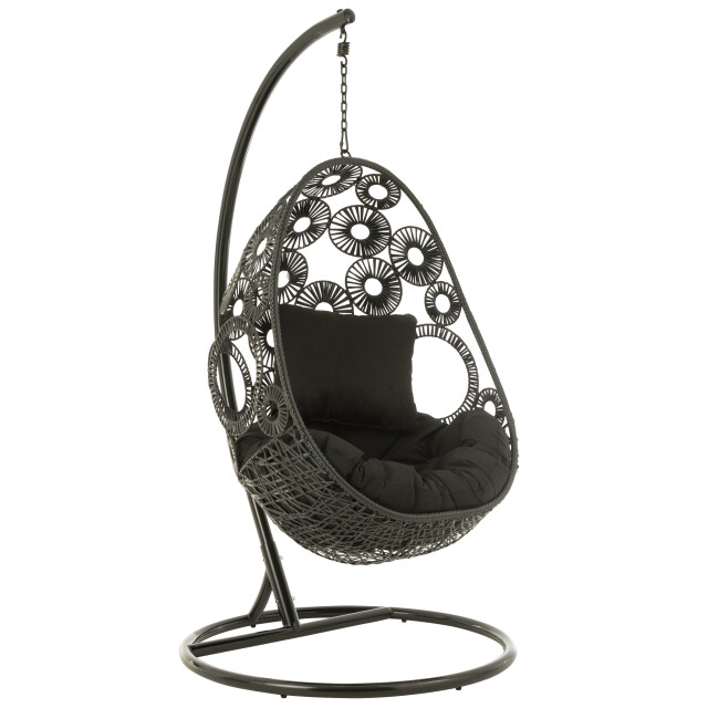 J-Line hangstoel+kussens bula metaal/riet 113x103x197cm 3004110 large