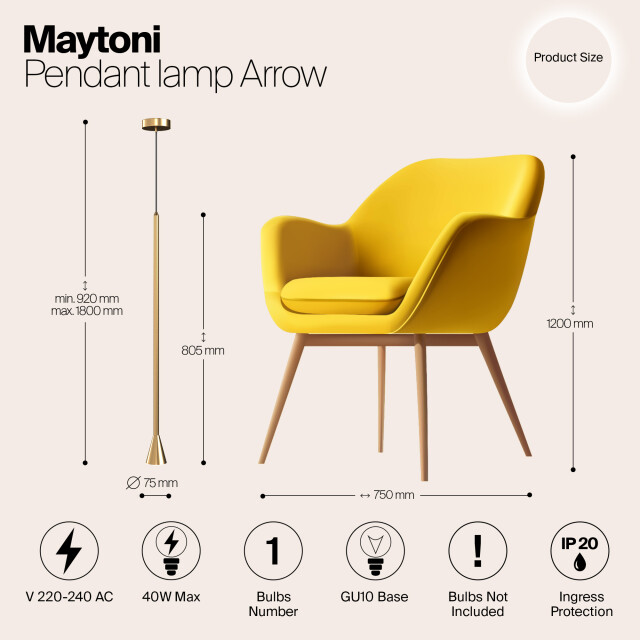 Maytoni Technical hanglamp arrow - Ø7,5 3014675 large