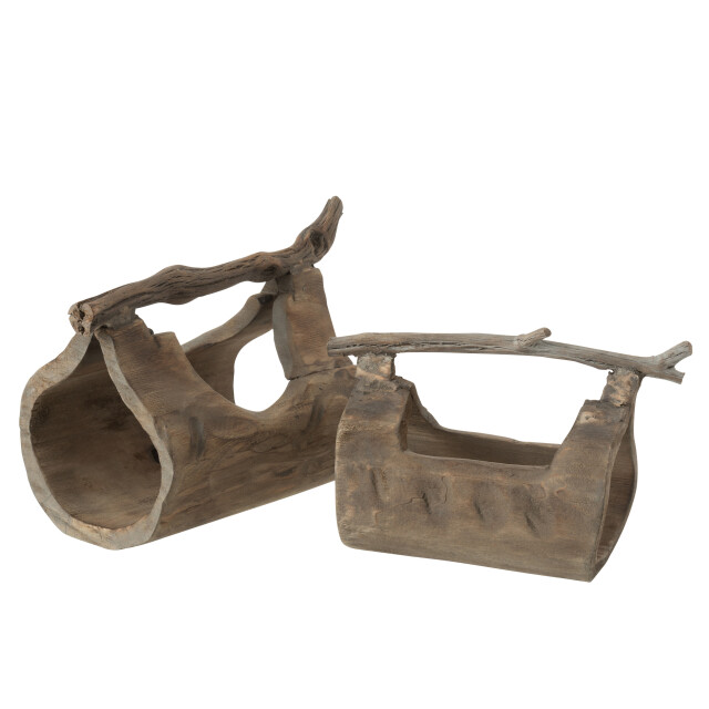J-Line decoratie stam met handvat hout large 33x17x25cm 3006404 large