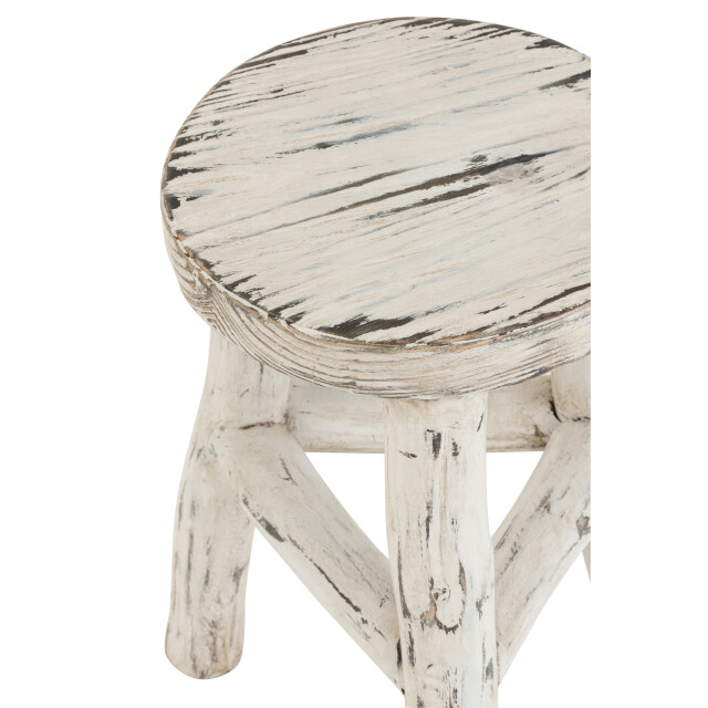 J-Line kruk ibiza rond hout white wash 26x26x50cm 3000122 large