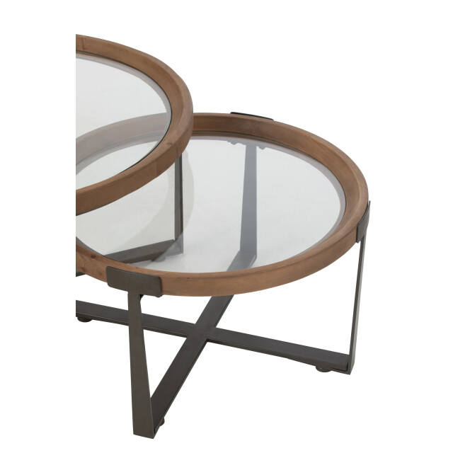 J-Line set van 2 salontafel luki glas/spar hout naturel/zwart 80x80x43cm 2999575 large