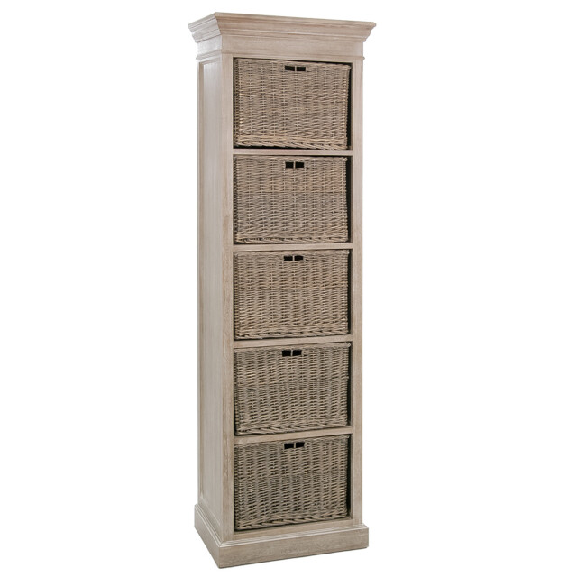 J-Line rek + 5 manden hout nat 59x40x194cm 59x39.5x193.5cm 2999161 large