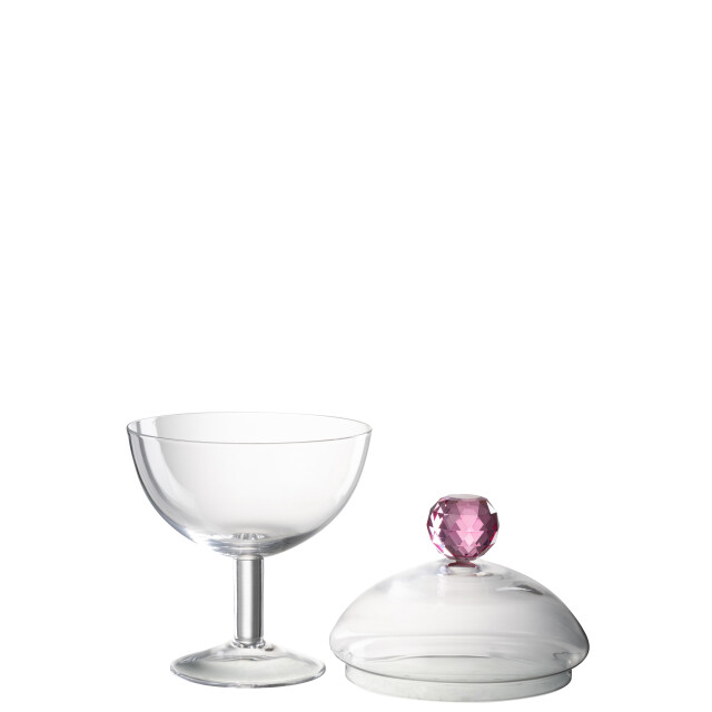 J-Line voorraadpot diamant kristal /roze glas large 14x14x25cm 3010004 large