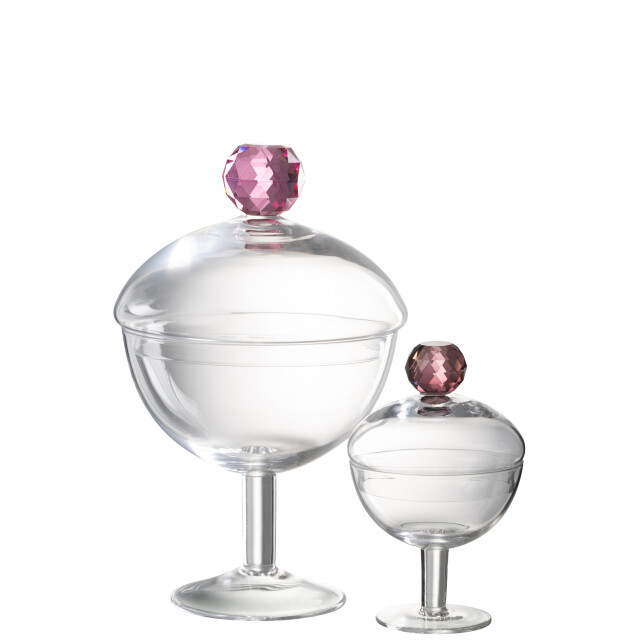 J-Line voorraadpot diamant kristal /roze glas large 14x14x25cm 3010004 large