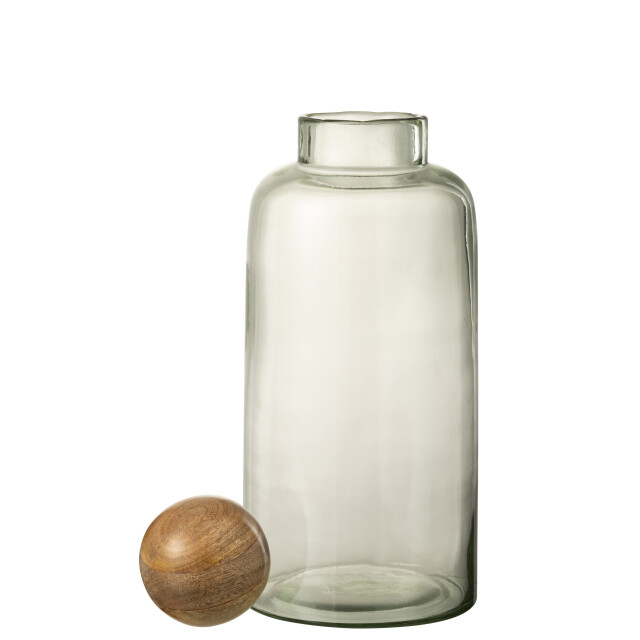 J-Line vaas bol kurk glas/hout 16x16x36.5cm 2997811 large