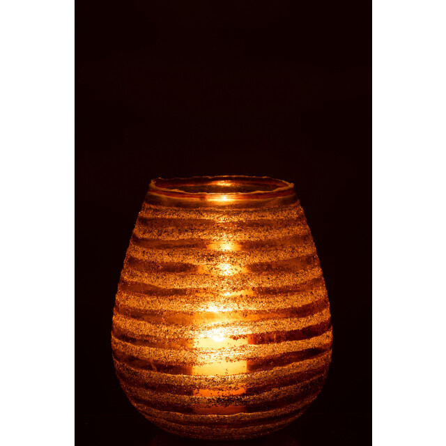 J-Line theelichthouder streep rond glas large 20x20x23cm 3013796 large