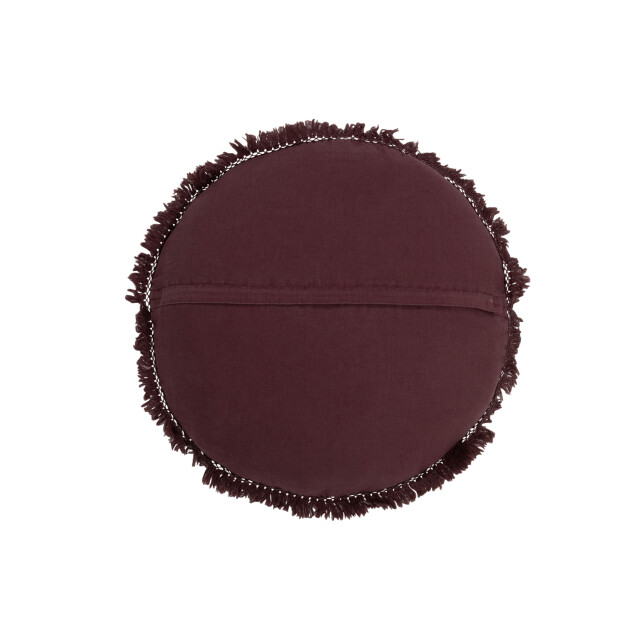 J-Line kussen rond velvet katoen/linnen paars 50x50x5cm 3000489 large