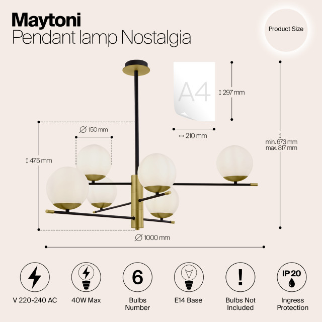 Maytoni hanglamp nostalgia - Ø100 2994578 large