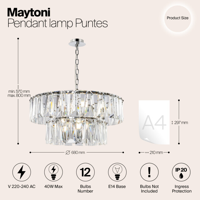 Maytoni hanglamp puntes chroom Ø68 2994546 large