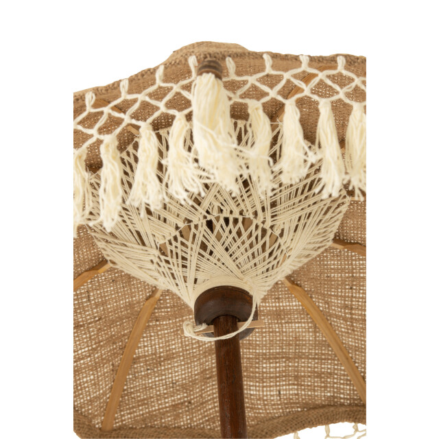 J-Line parasol kwast+voet jute/hout /wit small 52x52x87cm 3001321 large