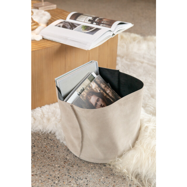 J-Line opbergmand rond laag leder 25.5x25.5x35cm 3004984 large