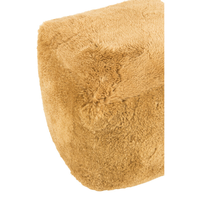 J-Line poef vierkant schapenvel oker 57x57x47cm 2999201 large