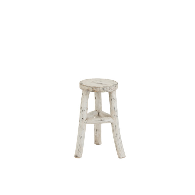 J-Line kruk ibiza rond hout white wash 26x26x50cm 3000122 large