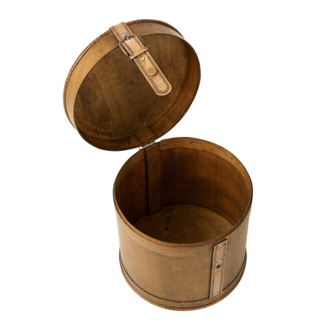 J-Line set van 2 koffers rond hout beige 27x25.5x26cm 3005227 large