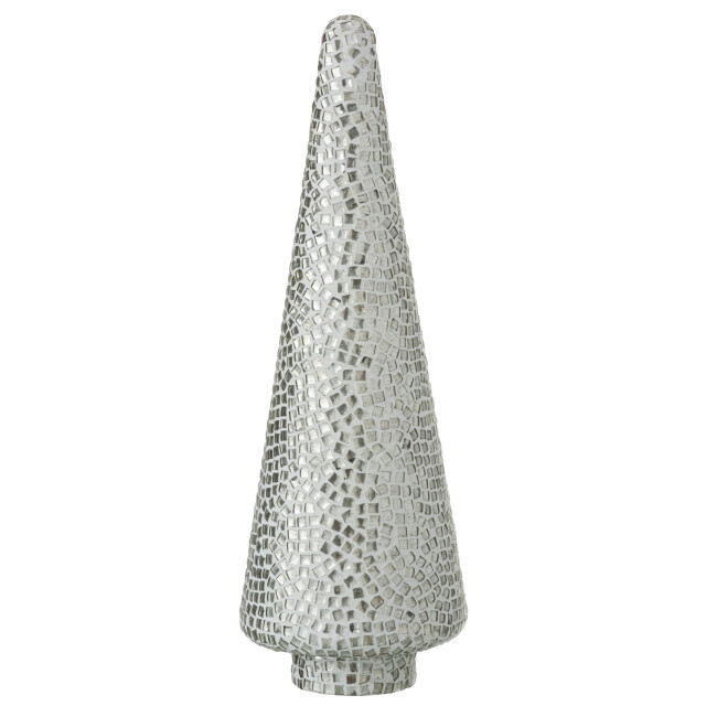 J-Line boom mozaiek glas wit/zilver 13x13x41cm 3003680 large