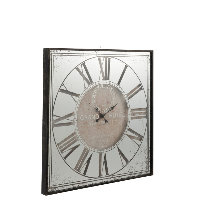 J-Line klok vierkant hotel spiegel grijs 99.5x99.5x6.5cm 3011168 large