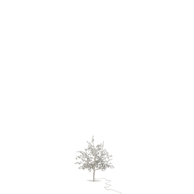 J-Line boom blaadjes glitter+led metaal zilver small 25x25x56cm 3002934 large