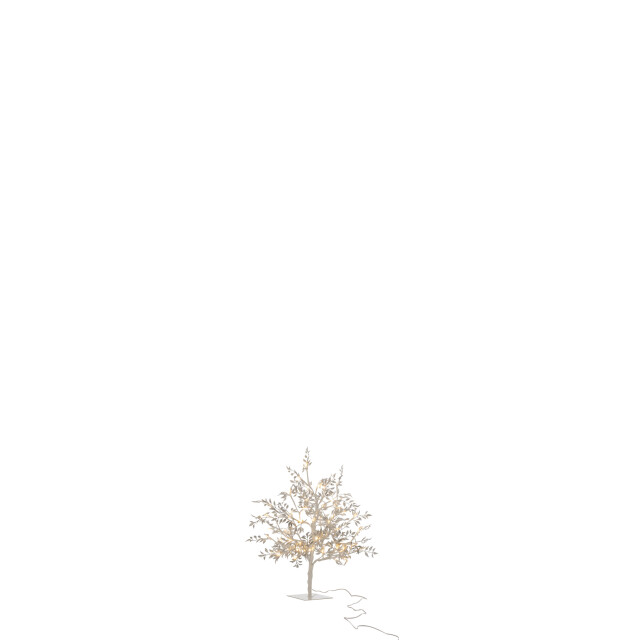 J-Line boom blaadjes glitter+led metaal zilver small 25x25x56cm 3002934 large