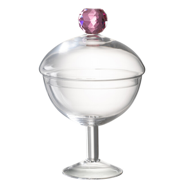 J-Line voorraadpot diamant kristal /roze glas large 14x14x25cm 3010004 large