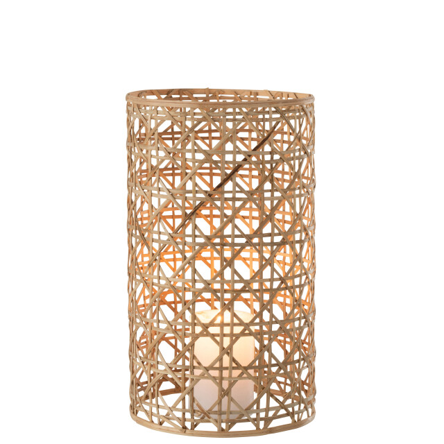 J-Line windlicht candice glas/riet large 14.5x14.5x25cm 3013653 large