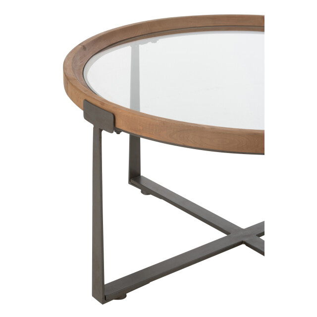 J-Line set van 2 salontafel luki glas/spar hout naturel/zwart 80x80x43cm 2999575 large