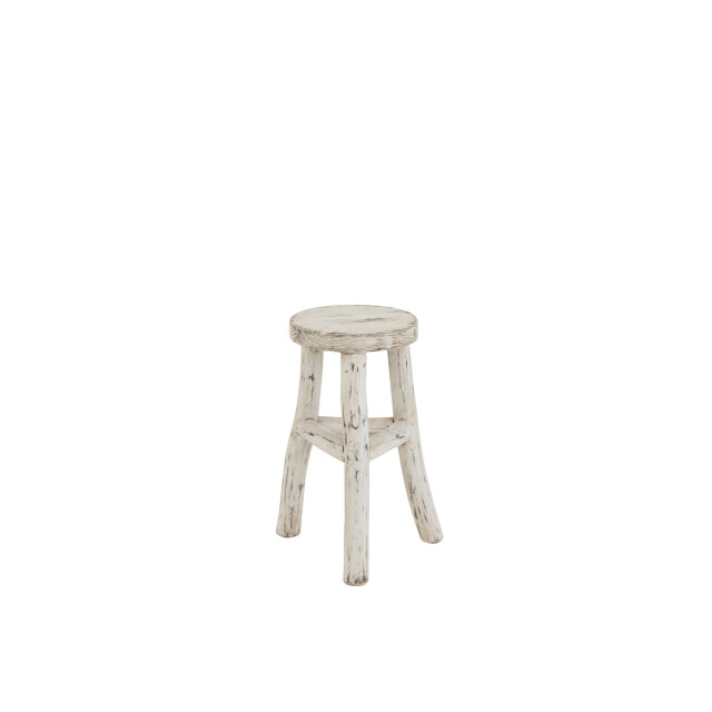 J-Line kruk ibiza rond hout white wash 26x26x50cm 3000122 large