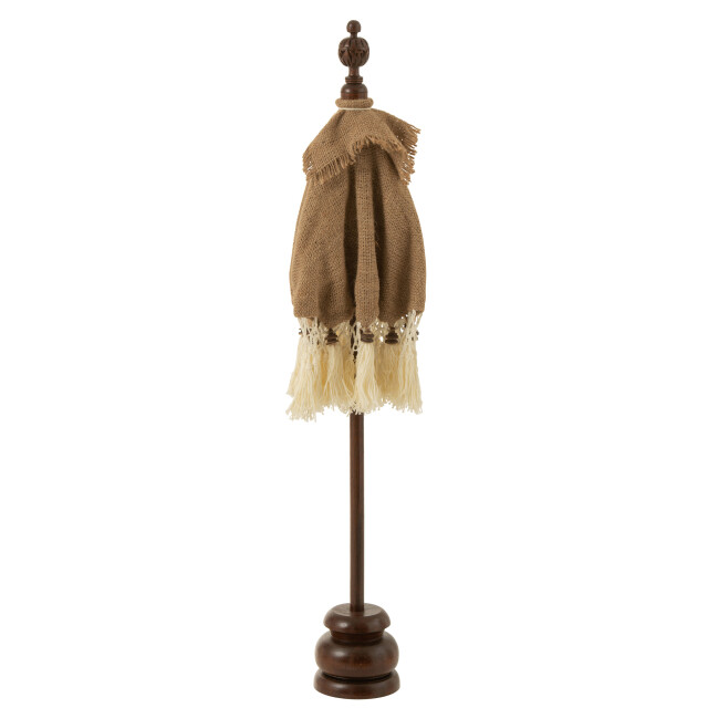 J-Line parasol kwast+voet jute/hout /wit small 52x52x87cm 3001321 large