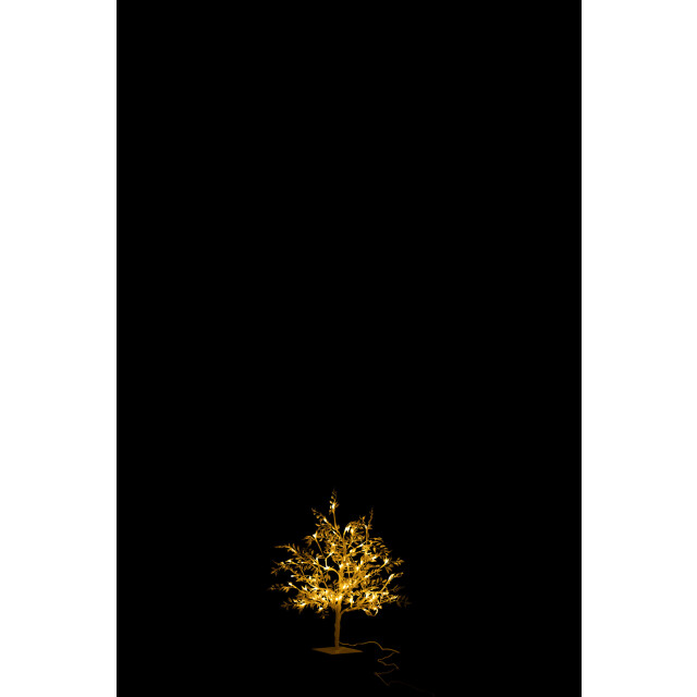 J-Line boom blaadjes glitter+led metaal zilver small 25x25x56cm 3002934 large