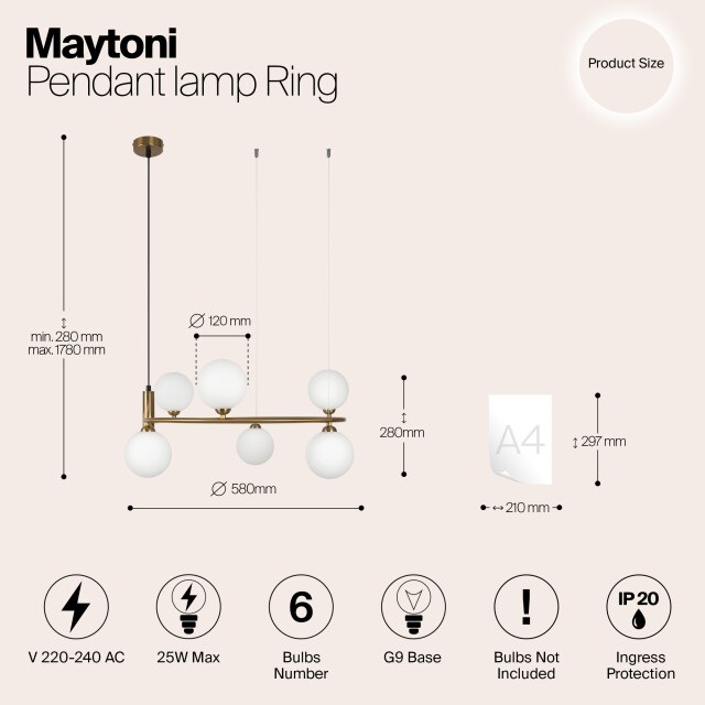 Maytoni hanglamp ring messing Ø58 2994615 large