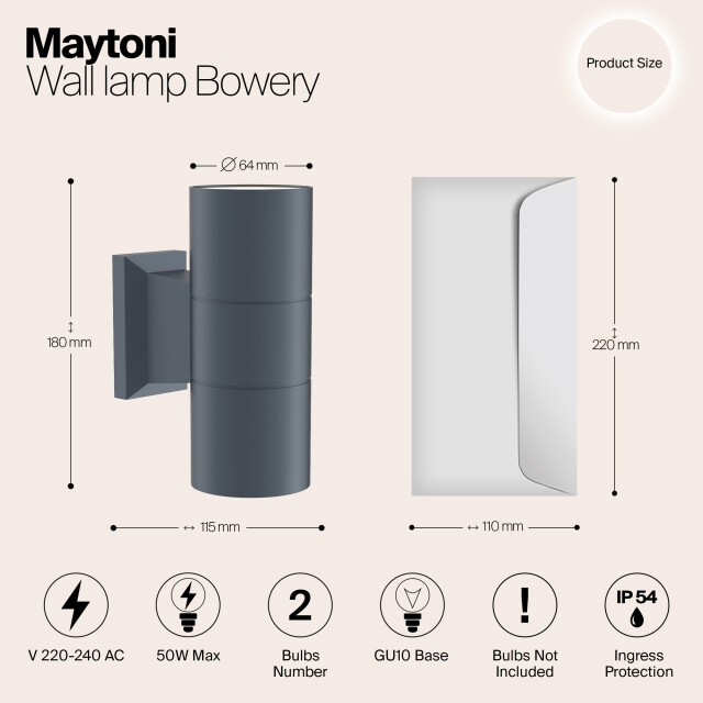 Maytoni Outdoor wandlamp bowery - Ø6,4 2994982 large