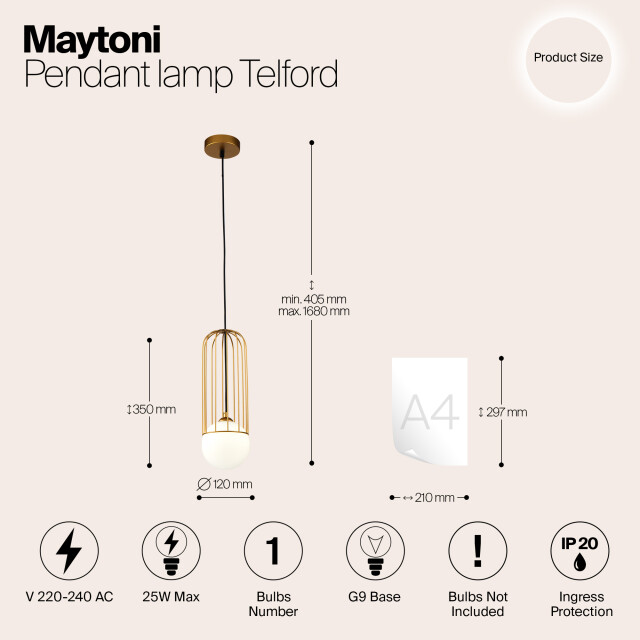 Maytoni hanglamp telford - Ø12 2994752 large