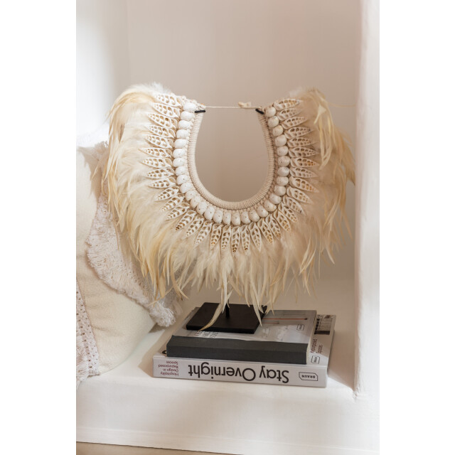 J-Line ketting+staander dora schelpen/veren small 38x11x36cm 3005269 large