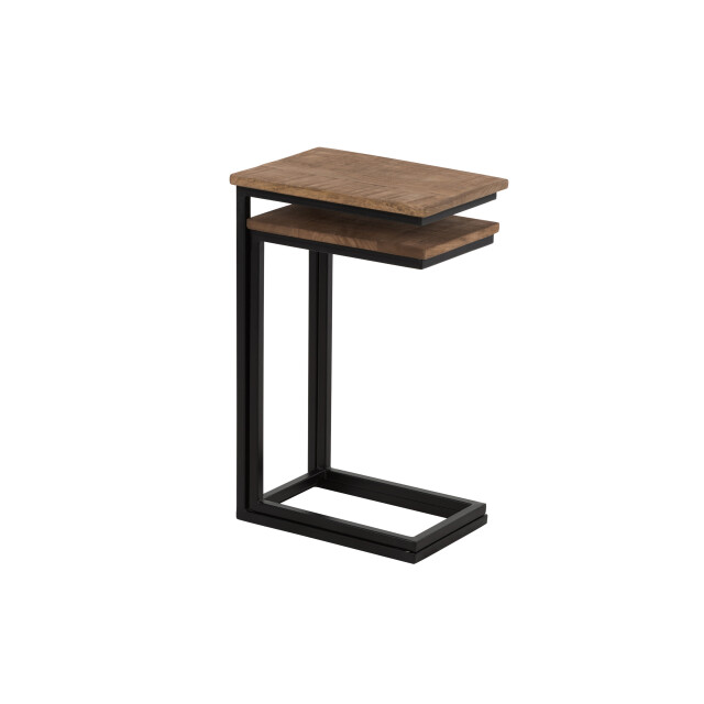 J-Line s/2 bijzettafel rechthoek metaal/hout zwart/naturel 42x28x64.5cm 3003370 large