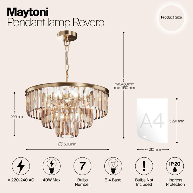 Maytoni hanglamp revero messing Ø50 2994806 large