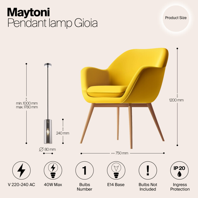 Maytoni hanglamp gioia chroom Ø8 2994723 large