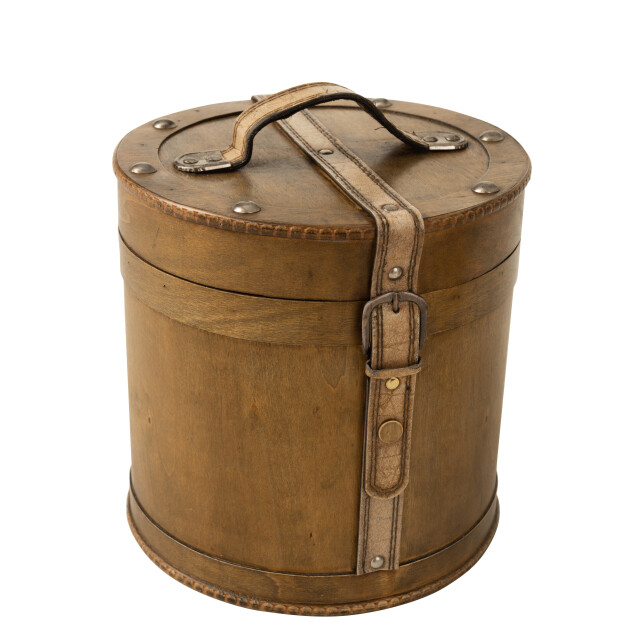 J-Line set van 2 koffers rond hout beige 27x25.5x26cm 3005227 large