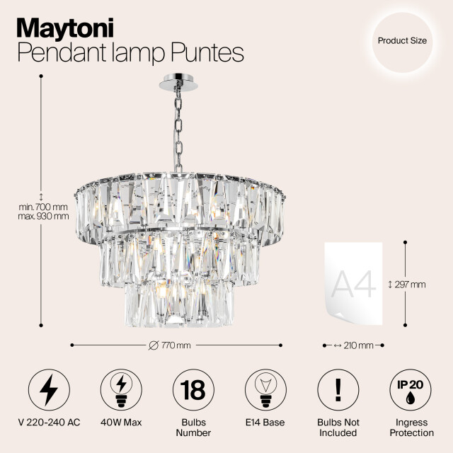 Maytoni hanglamp puntes chroom Ø77 2994541 large