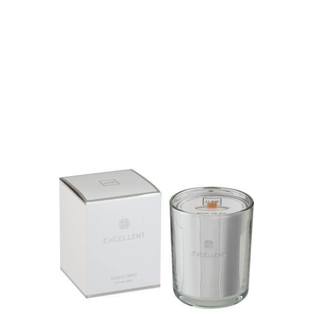 J-Line geurkaars excellent cotton candy zilver medium-80uur 11x11x14.5cm 3015525 large