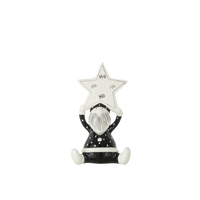 J-Line kerstman zittend ster hoho zwart/wit medium 16x10x26cm 3007129 large