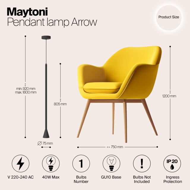 Maytoni Technical hanglamp arrow - Ø7,5 3014677 large