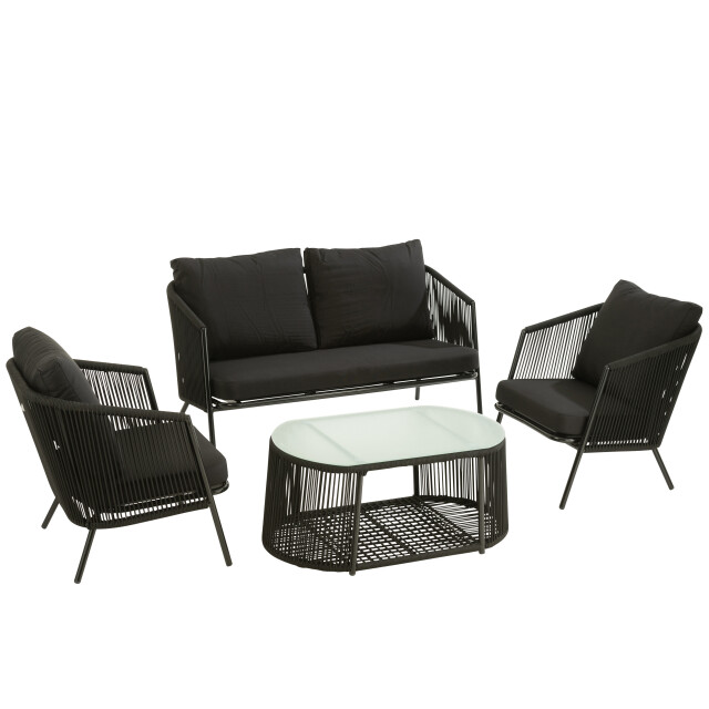 J-Line set eli 4p zetels+tafels+kussens metaal/touw 140x72.5x83cm 3014766 large