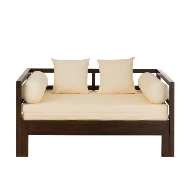 J-Line fauteuil/bed conie matras+4kussens mango hout donker - 3000614 large