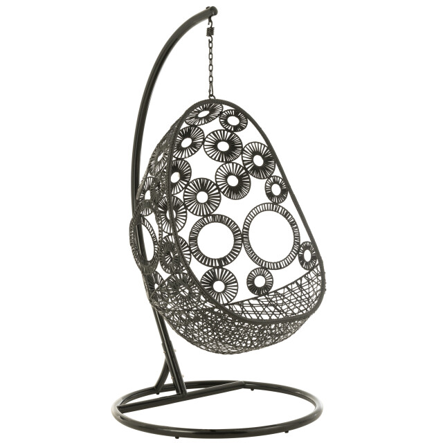 J-Line hangstoel+kussens bula metaal/riet 113x103x197cm 3004110 large