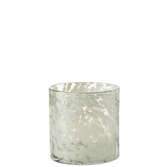 J-Line windlicht spikkel glas /wit medium 18x18x18cm 3013690 large