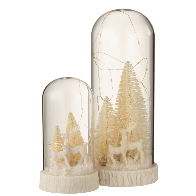 J-Line stolp hoog led herten glas/resin large 12x12x28cm 3005713 large