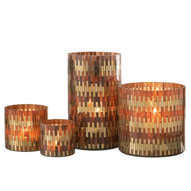 J-Line windlicht chic glas /goud large 15.5x15.5x15cm 3013685 large