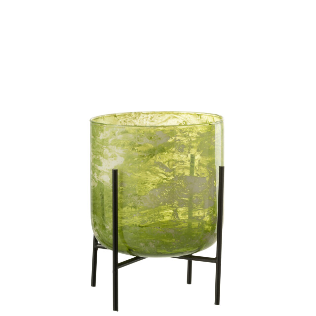 J-Line windlicht staand glas/ijzer marmer large 18x18x20cm 3013704 large